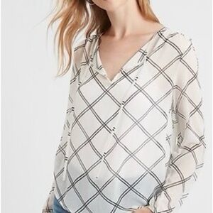 Banana Republic| Sheer Black & White Lightweight Blouse Sz L